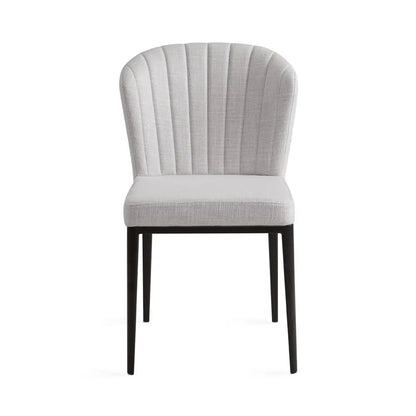 Shell Linen Dining Chair – Commercial-Grade with Black Metal Frame
