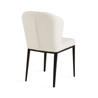 Shell Linen Dining Chair – Commercial-Grade with Black Metal Frame