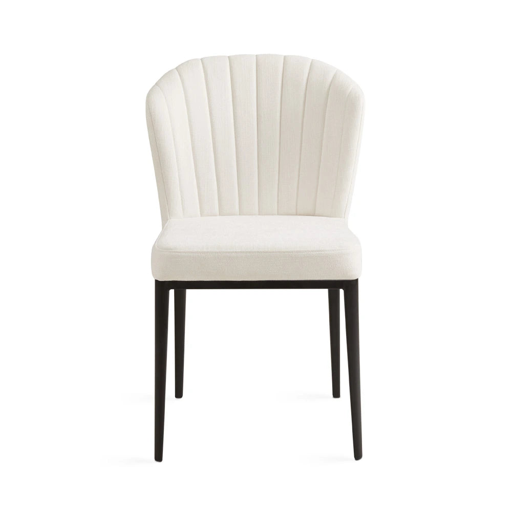 Shell Linen Dining Chair – Commercial-Grade with Black Metal Frame