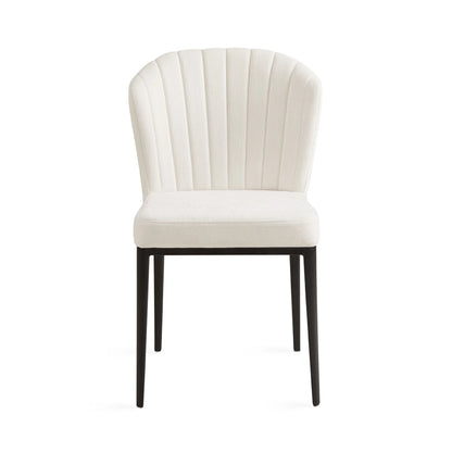Shell Linen Dining Chair – Commercial-Grade with Black Metal Frame