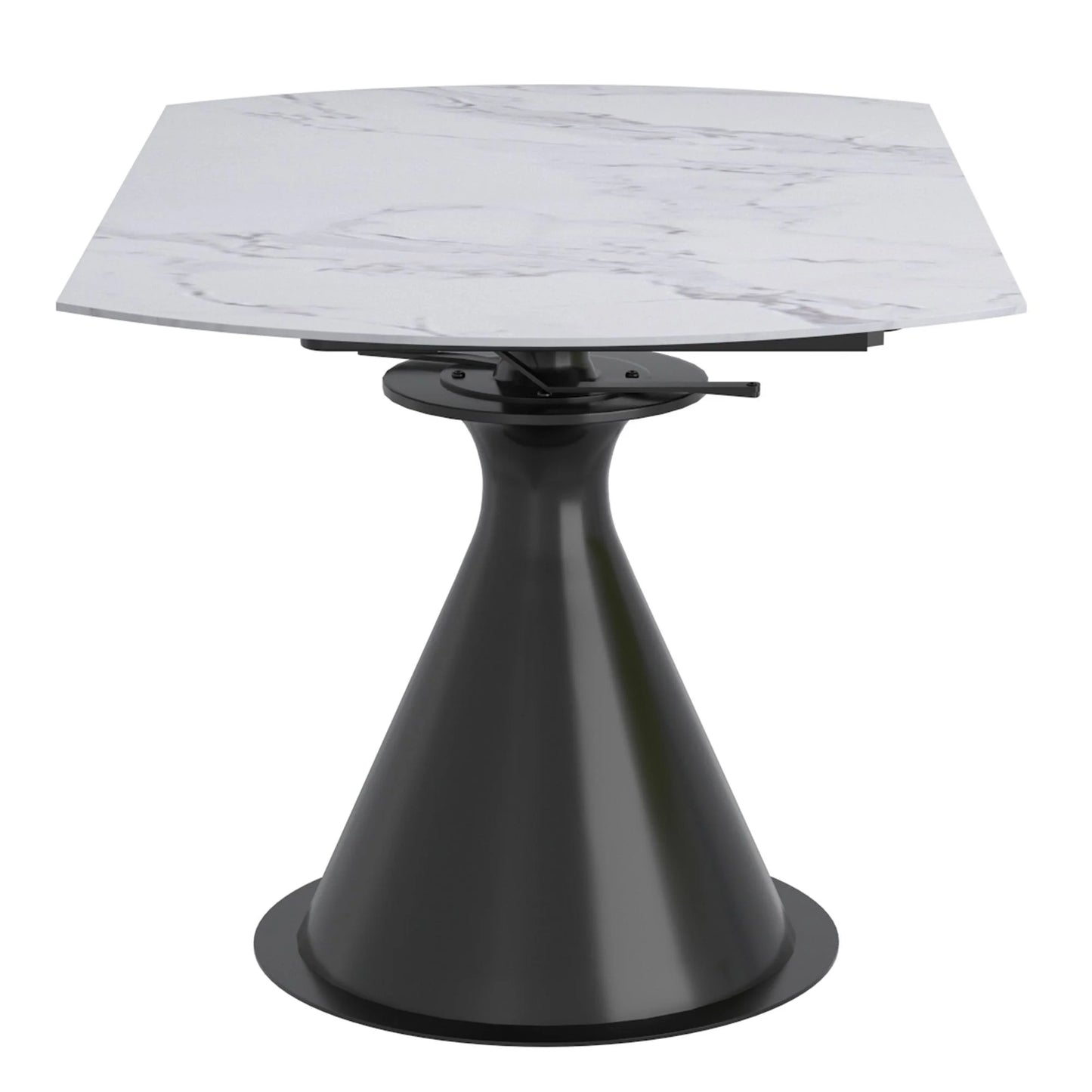 Calisto Extendable Round Dining Table With White Marble-Look Top