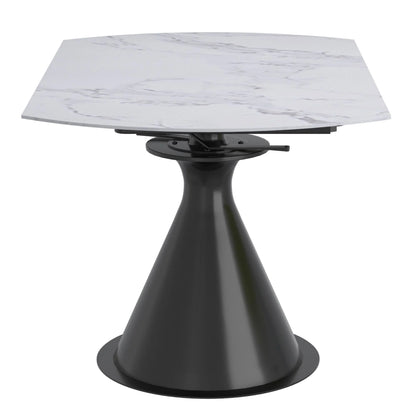 Calisto Extendable Round Dining Table With White Marble-Look Top