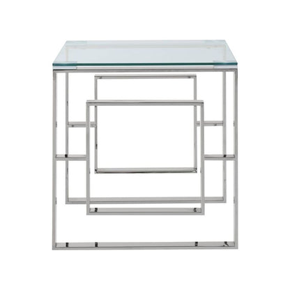 Eros Glass Accent Table – Modern Geometric Side Table in Silver or Gold