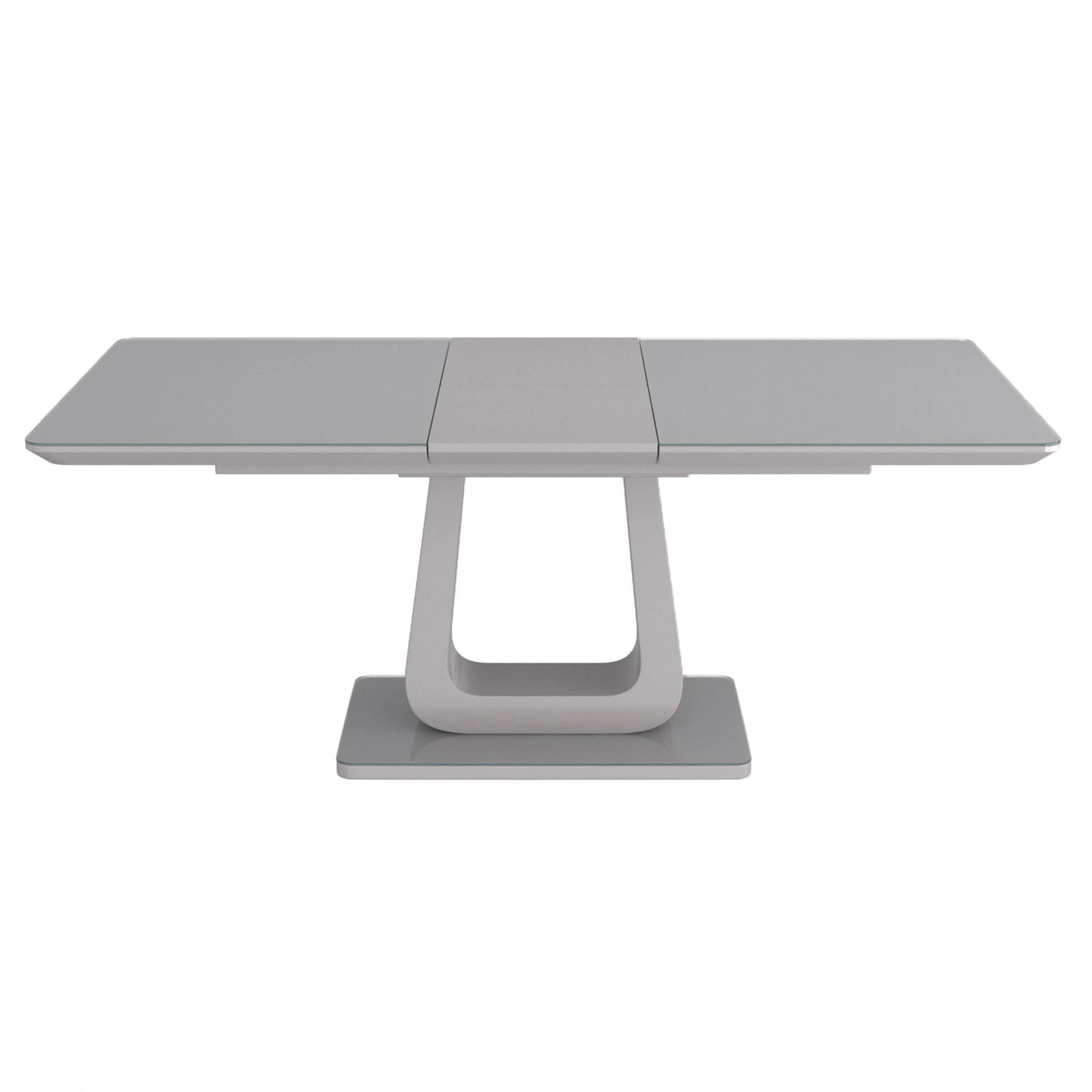 Extendable Dining Table – Corvus Grey Glass Modern Pedestal Table