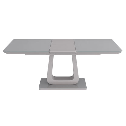 Extendable Dining Table – Corvus Grey Glass Modern Pedestal Table