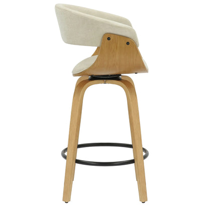 Holt Swivel Counter Stool with Curved Wood Frame & Fabric Seat