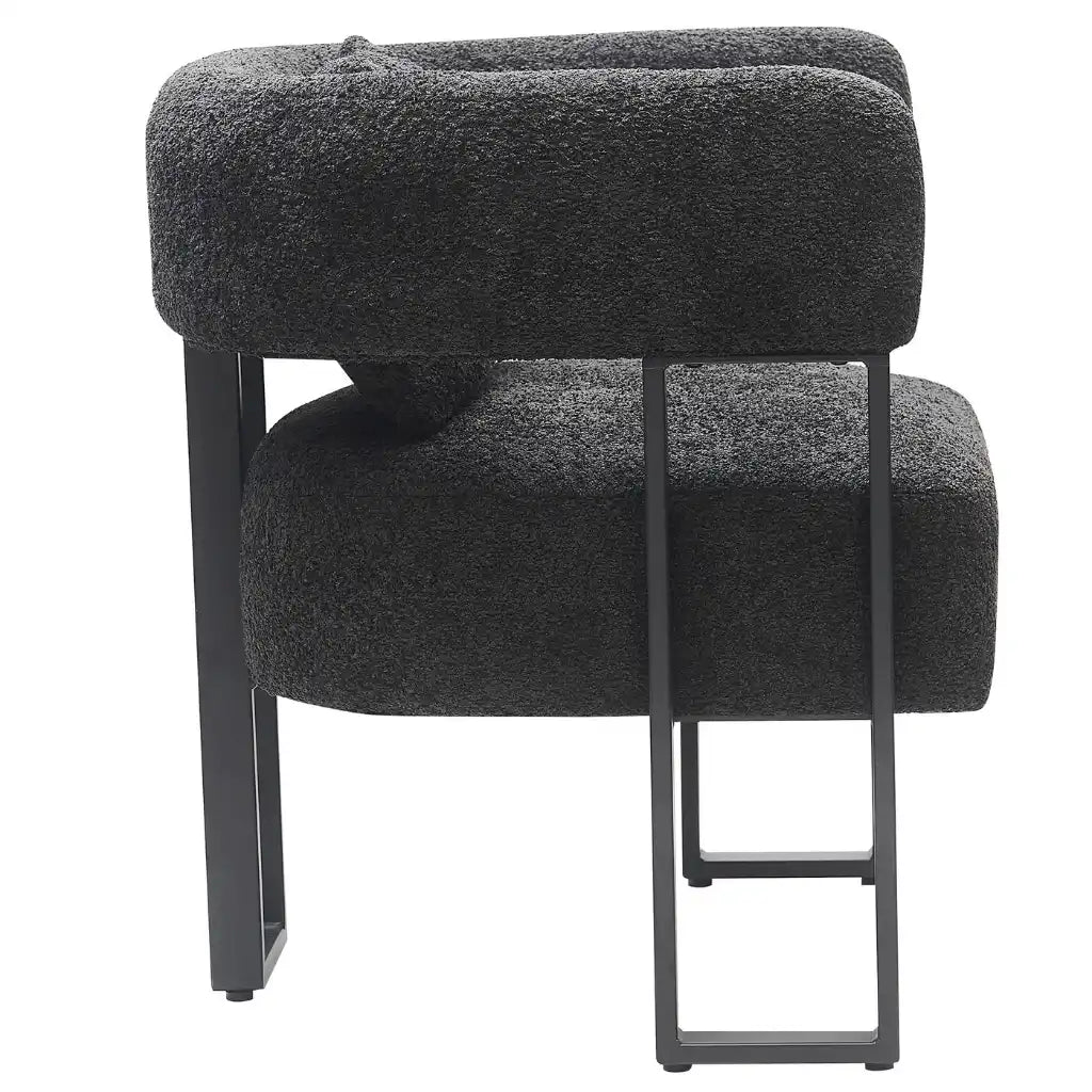 Back Of Modern Accent Chair in Charcoal Boucle