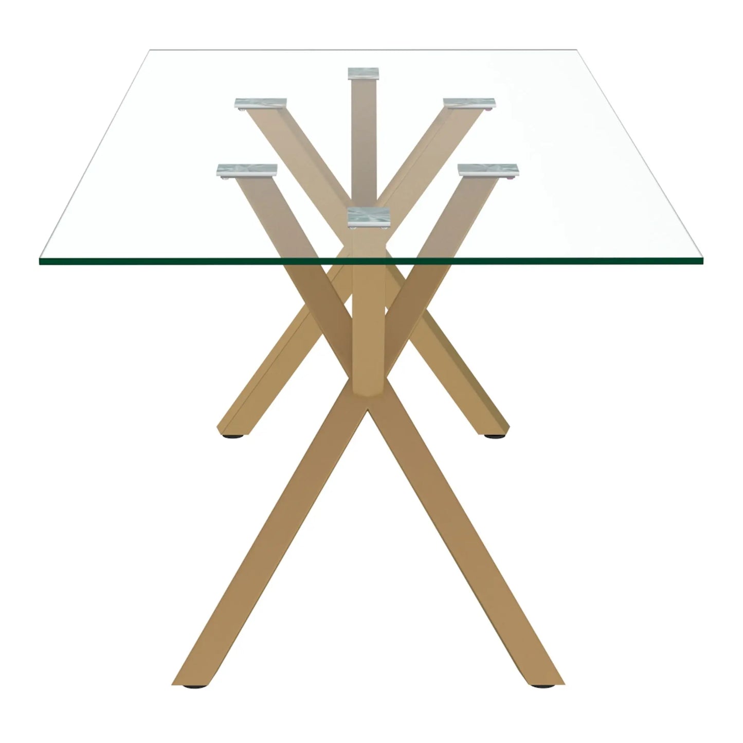 Stark 71 Modern Glass Dining Table with Metal Geometric Base