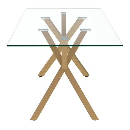 Stark 71 Modern Glass Dining Table with Metal Geometric Base