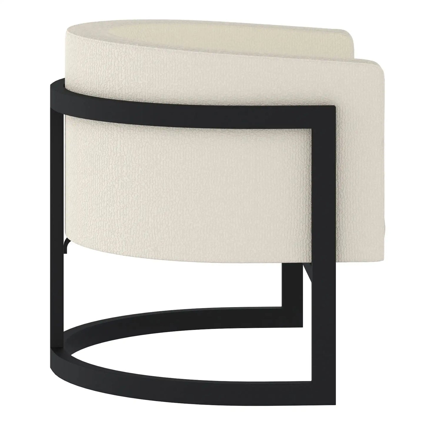 Zhuri Boucle Accent Chair in Ivory with Black Frame – Modern Elegance