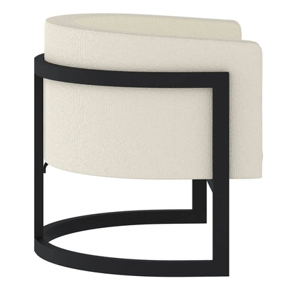 Zhuri Boucle Accent Chair in Ivory with Black Frame – Modern Elegance