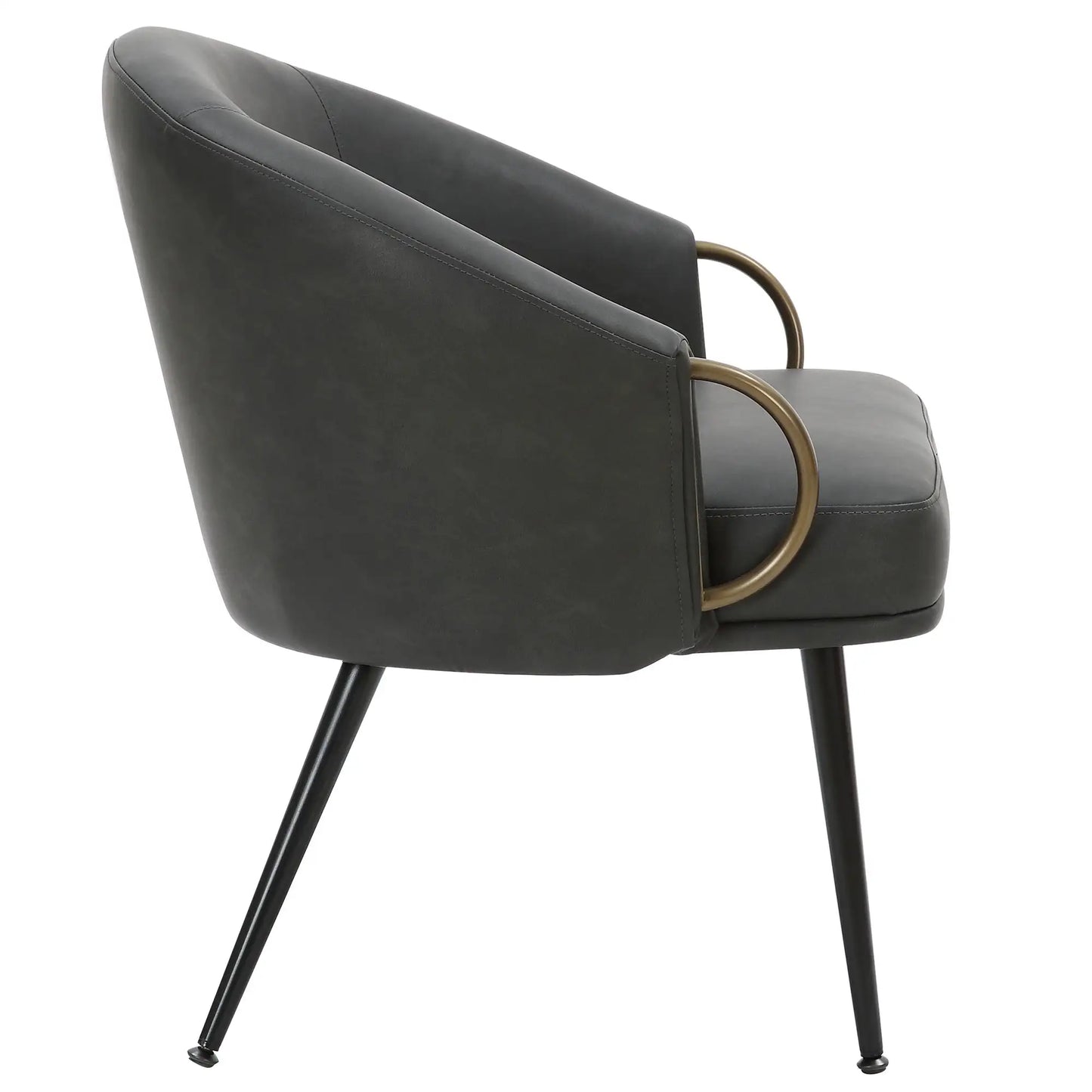Zita Faux Leather Accent Chair with Aged Gold Arms
