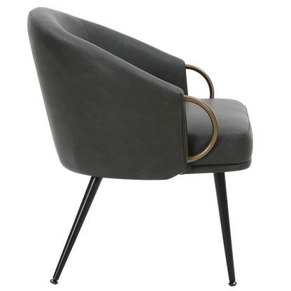 Zita Faux Leather Accent Chair with Aged Gold Arms