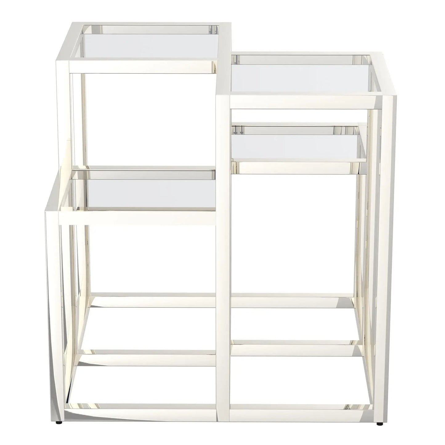 Casini Glass Accent Table with Polished Chrome or Gold Finish