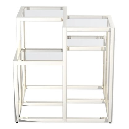 Casini Glass Accent Table with Polished Chrome or Gold Finish