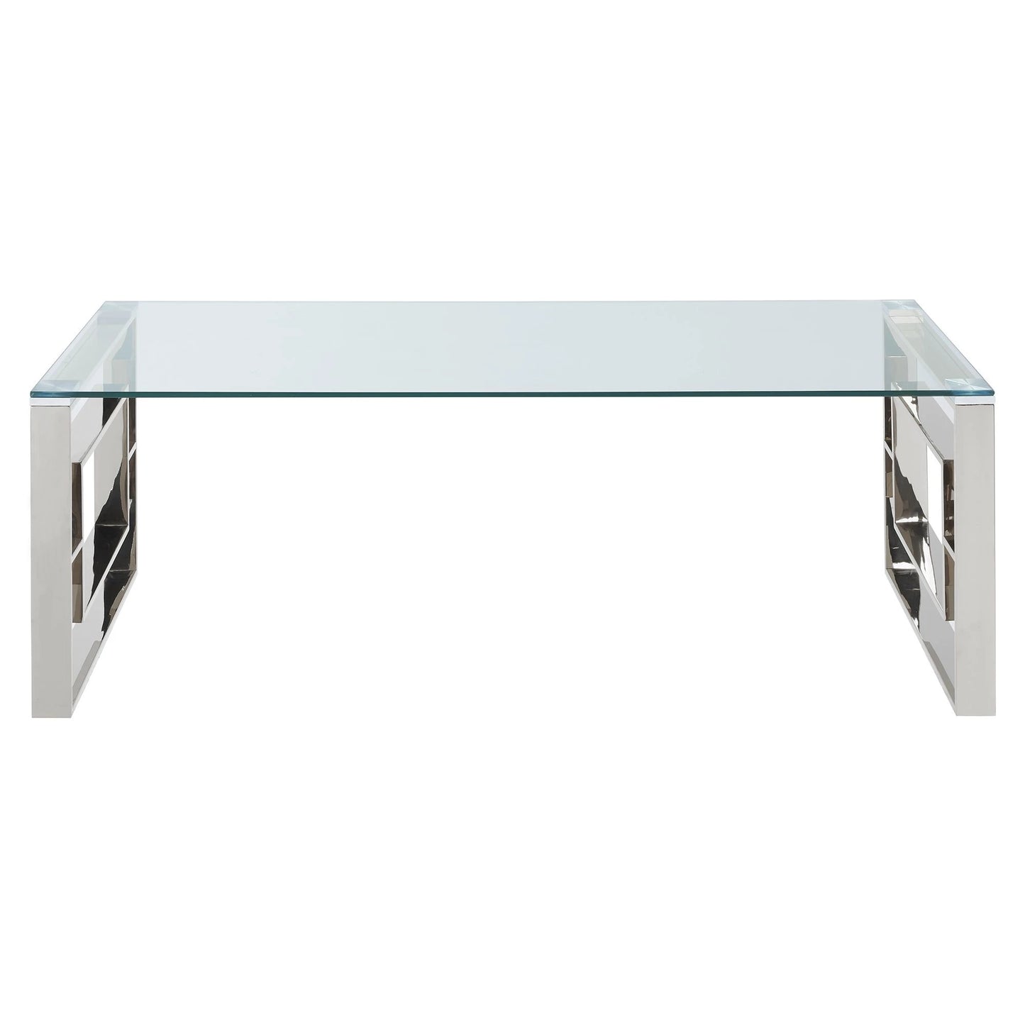 Eros Modern Glass Coffee Table With Stainless Steel Frame