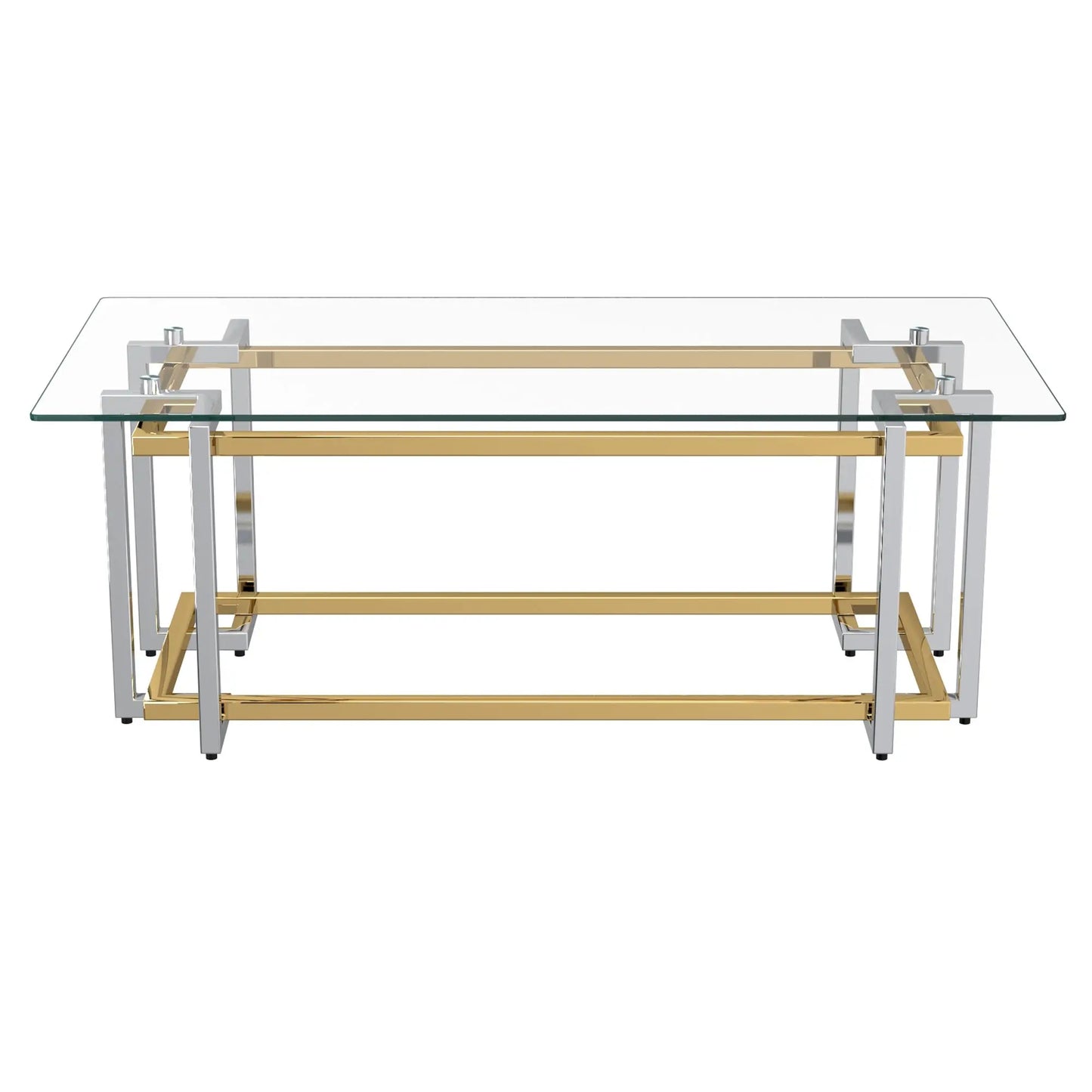 Florina Modern Glass Coffee Table in Silver & Gold