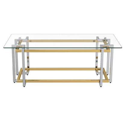 Florina Modern Glass Coffee Table in Silver & Gold