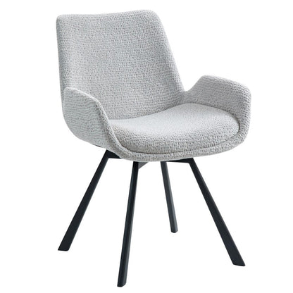 Signy Swivel Dining Chair - Ivory Chenille Upholstery - Set of 2