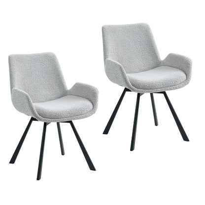 Signy Swivel Dining Chair - Ivory Chenille Upholstery - Set of 2