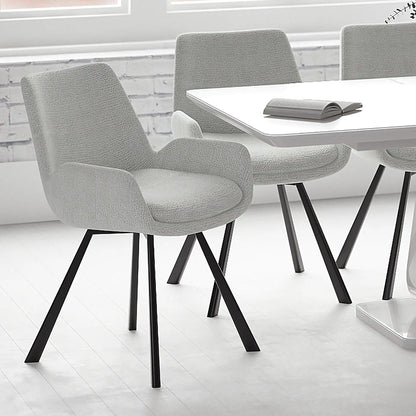 Signy Swivel Dining Chair - Ivory Chenille Upholstery - Set of 2