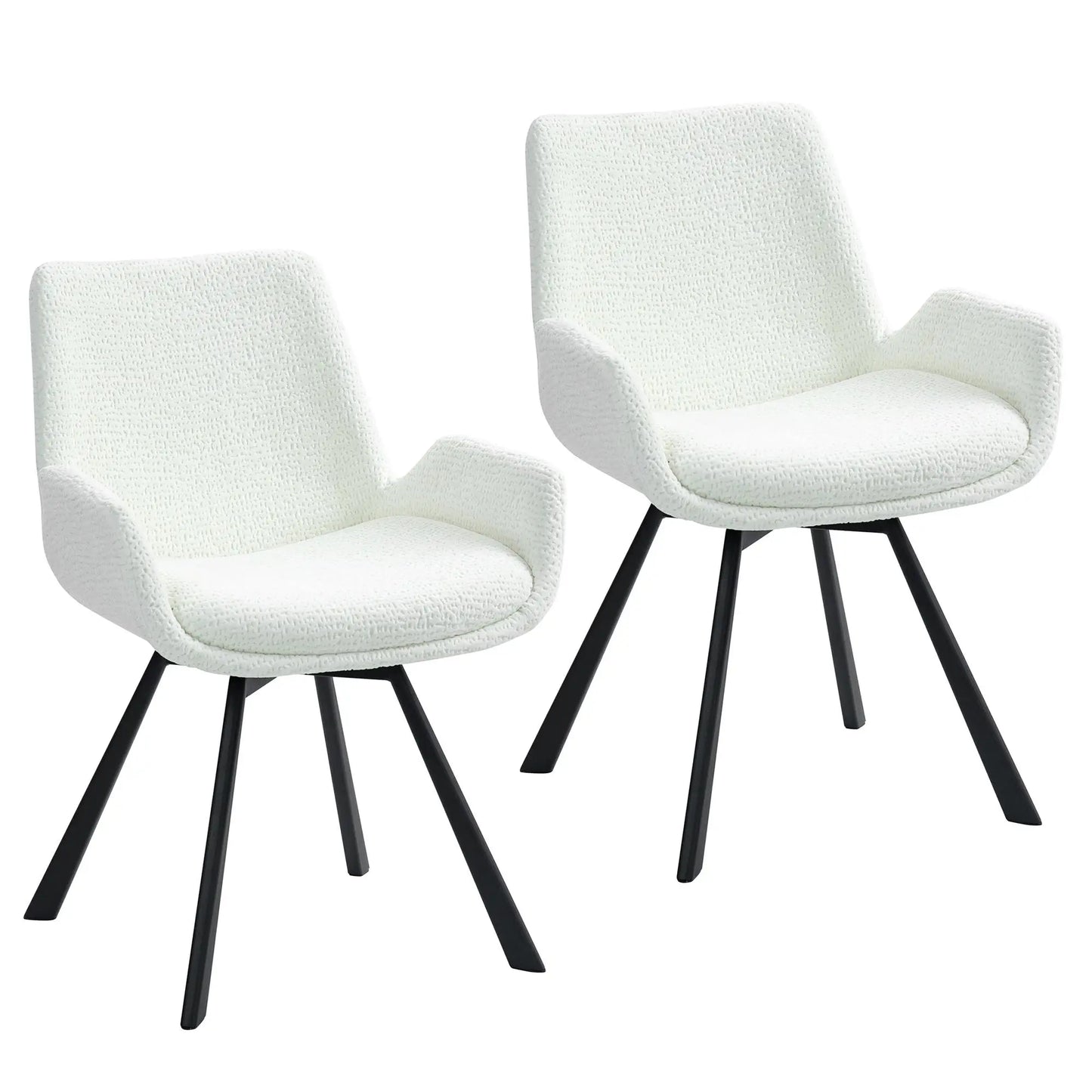 Signy Swivel Dining Chair - Ivory Chenille Upholstery - Set of 2