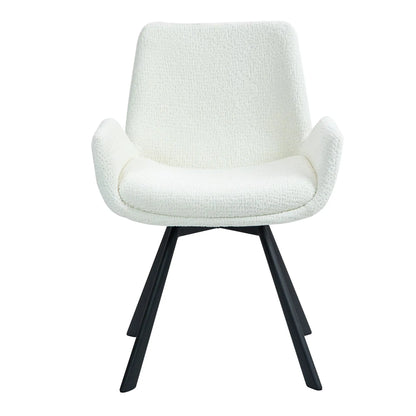 Signy Swivel Dining Chair - Ivory Chenille Upholstery - Set of 2