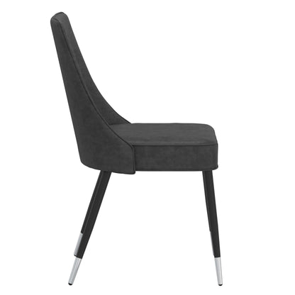 Silvano Dining Chair, in Faux Leather with Black Metal Legs - Set of 2