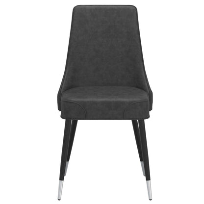 Silvano Dining Chair, in Faux Leather with Black Metal Legs - Set of 2