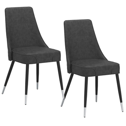 Silvano Dining Chair, in Faux Leather with Black Metal Legs - Set of 2