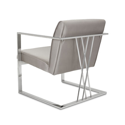 Silver Faux Leather Accent Chair with Sturdy Steel Frame