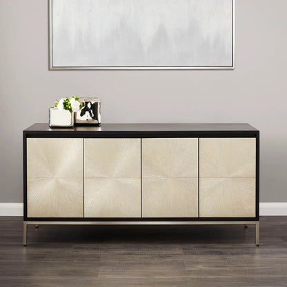 Embassy Silver Sideboard with Solid Mango Wood Cabinet