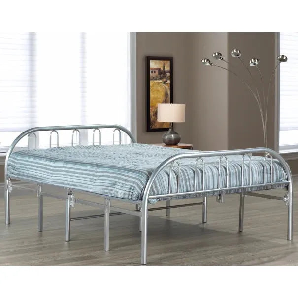 Silver metal bed frame