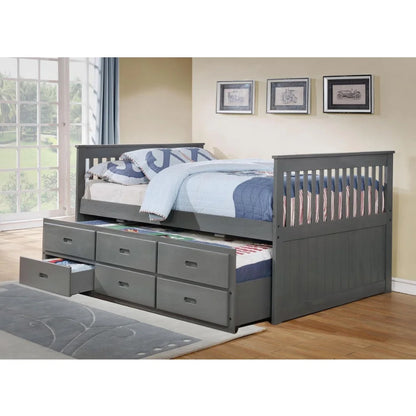Grey daybed with storage drawers 