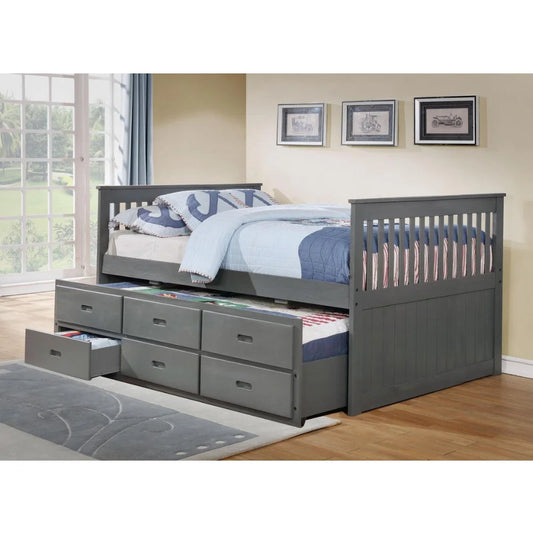 Grey daybed with storage drawers 