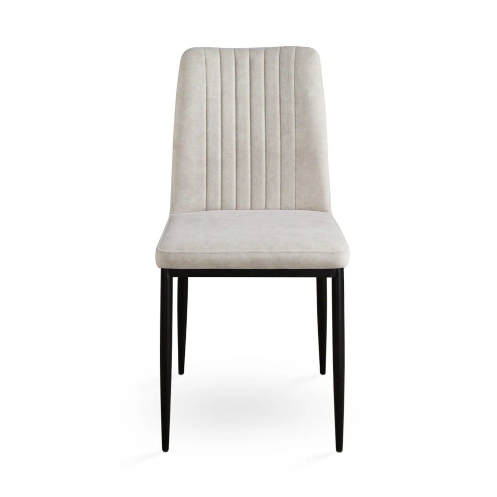 Slay Linen Dining Chair with Black Metal Legs - Grey or Beige Seating