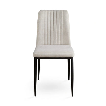 Slay Linen Dining Chair with Black Metal Legs - Grey or Beige Seating