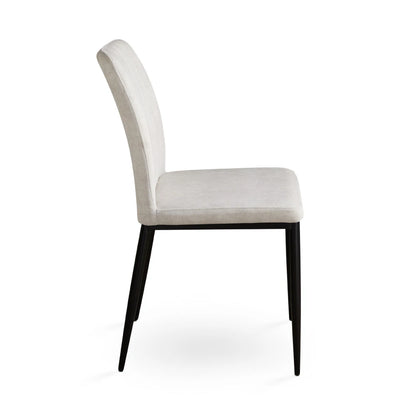 Slay Linen Dining Chair with Black Metal Legs - Grey or Beige Seating