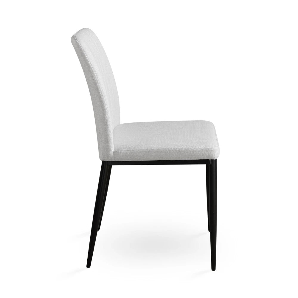 Slay Linen Dining Chair with Black Metal Legs - Grey or Beige Seating