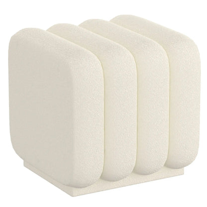Small Bouclé Ottoman with Modern Tufted Design