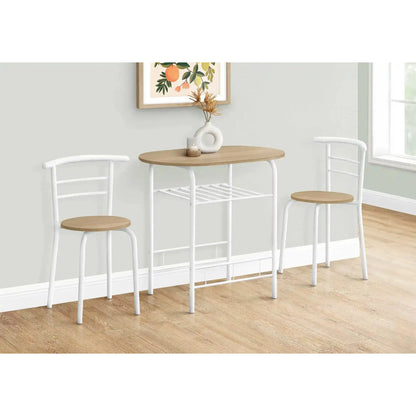 Small Dining Set For 2 People - Wood-Look Table & White Metal Chairs