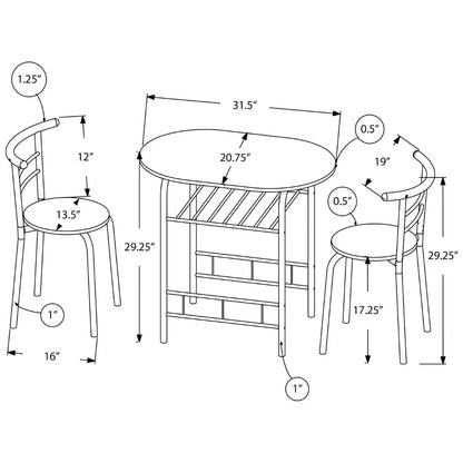 Small Dining Set For 2 People - Wood-Look Table & White Metal Chairs