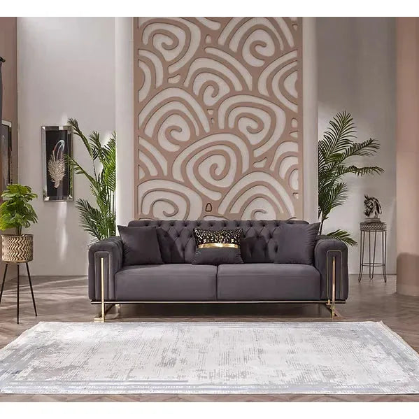 DREAMS Sofa Set with Stainless Steel Legs and Convertible Bed