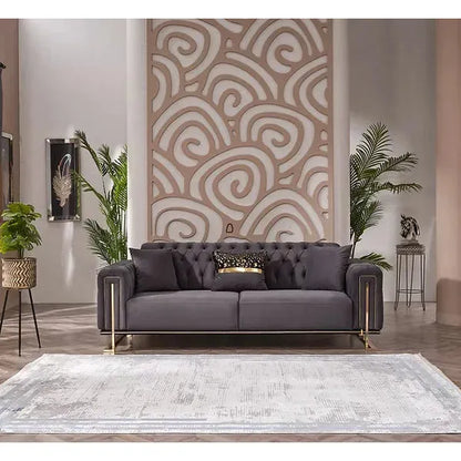 DREAMS Sofa Set with Stainless Steel Legs and Convertible Bed
