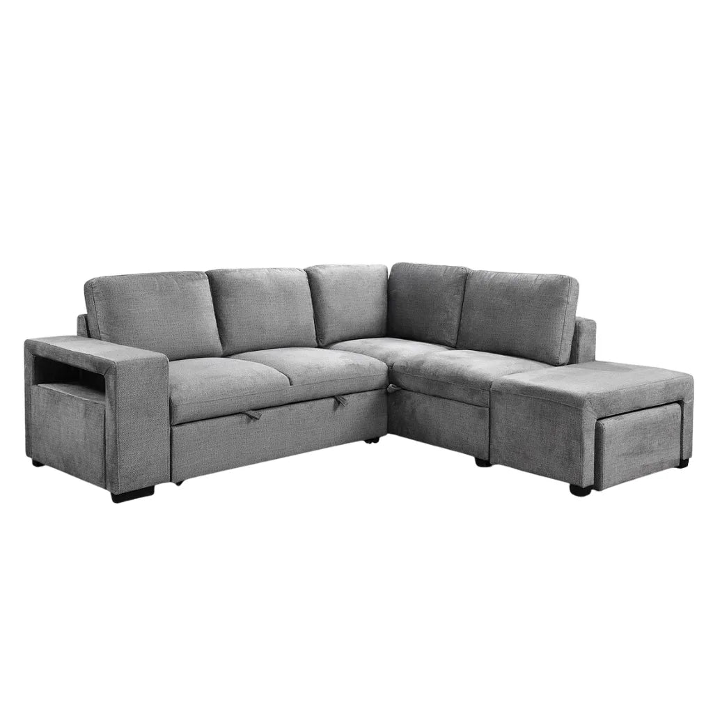 Soft Grey Sectional Sofa Bed with Storage