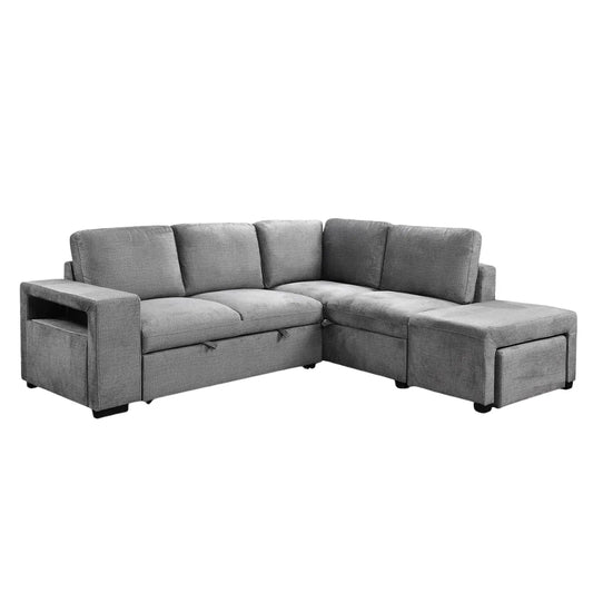 Soft Grey Sectional Sofa Bed with Storage