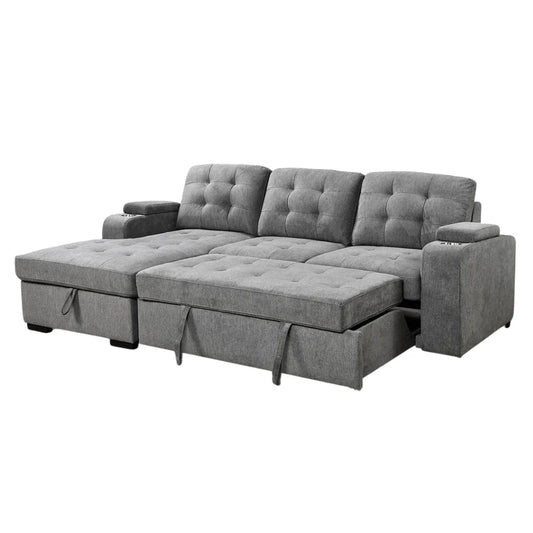 Soft Grey Sofa Bed Sectional with Storage & Cup Holders at an affordable price