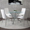 Solara/Devo 5pc Glass Dining Table Set – Chrome Round Table
