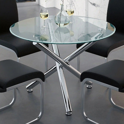 Solara II 40 Glass Round Dining Table with Chrome Legs