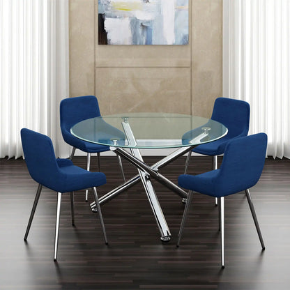Solara II 40 Glass Round Dining Table with Chrome Legs
